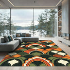 Retro Terracotta and Forest Scalloped Arch Rug