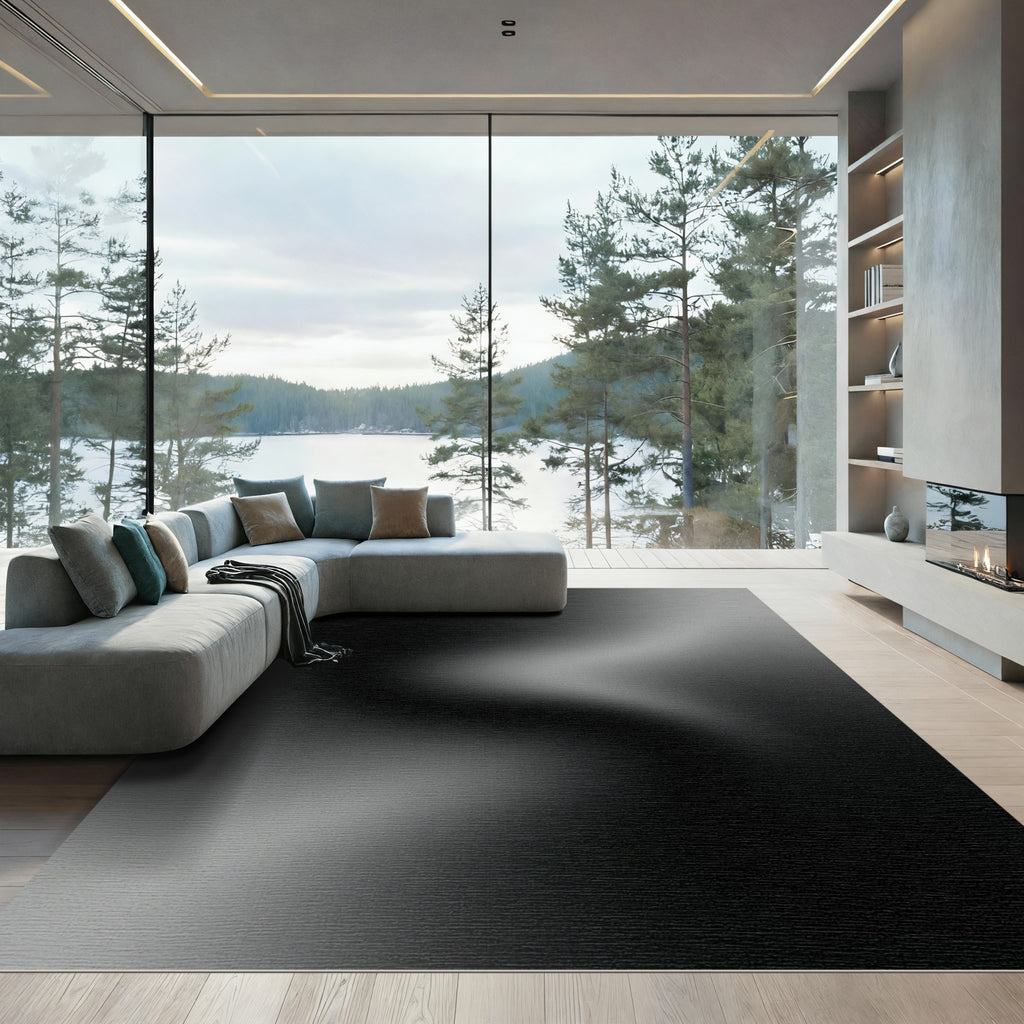 Dark Gray Wavy Gradient Swirl Rug