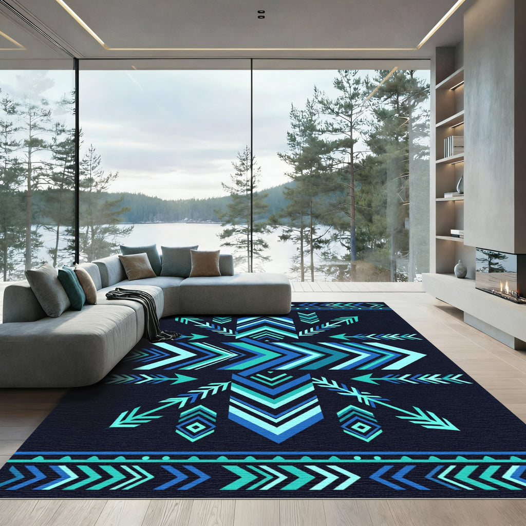 Geometric Blue Arrow Zenith Accent Rug