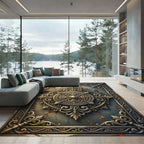 Antique Bronze Filigree Ornate Medallion Rug