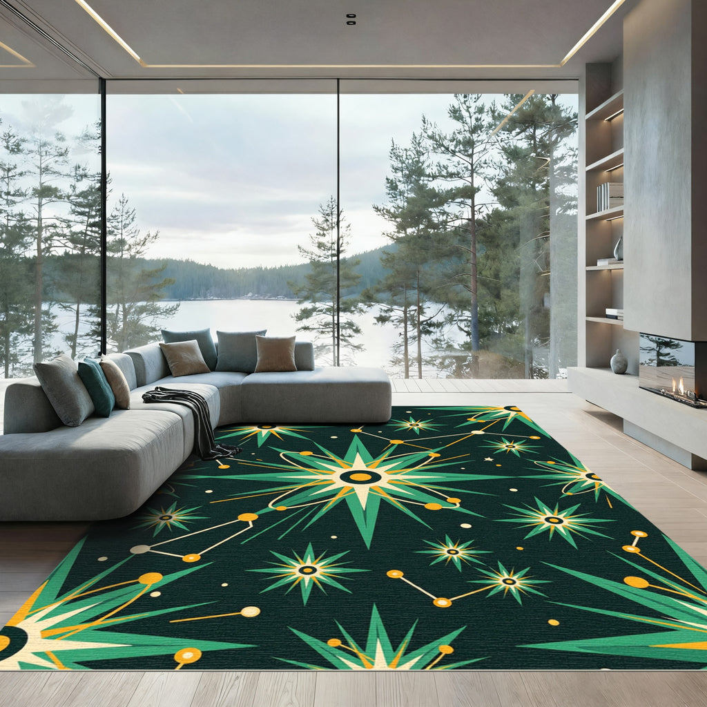 Mid Century Atomic Starburst Constellation Rug