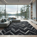 Modern Gray Chevron Metallic Rug