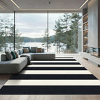 Bold Black Ivory Horizontal Stripe Rug