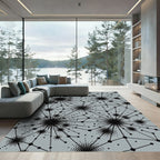 Minimalist Gray Abstract Constellation Network Rug