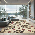 Cherubic Cupids Heart Pattern Rug