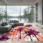 Vibrant Pink Orange Splatter Drips Rug