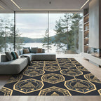 Golden Aztec Pyramid Geometric Hexagon Rug