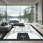 Monochromatic Basketball Court Aerial View Rug