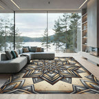 Metallic Gold Geometric Mandala Rug
