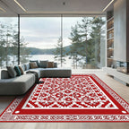 Crimson Intricate Floral Starburst Rug