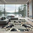Modern Black and White Dairy Cow Rug