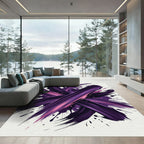 Dramatic Purple Abstract Ink Brush Stroke Rug