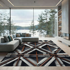 Industrial Steel Grey Geometric Iron Lattice Rug