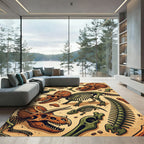 Dino Fossil Earthy Tone Trellis Rug