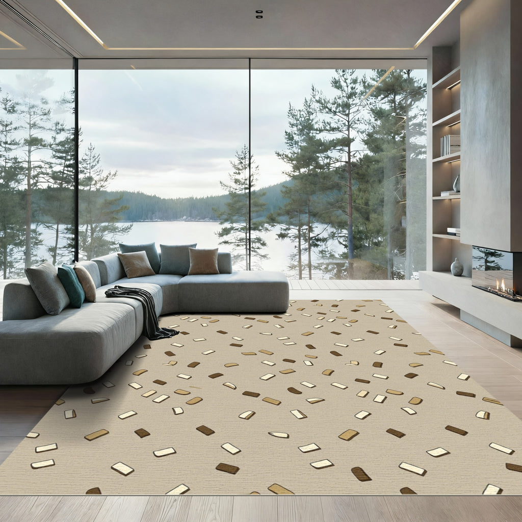 Earthy Tan Scatter Rectangle Rug