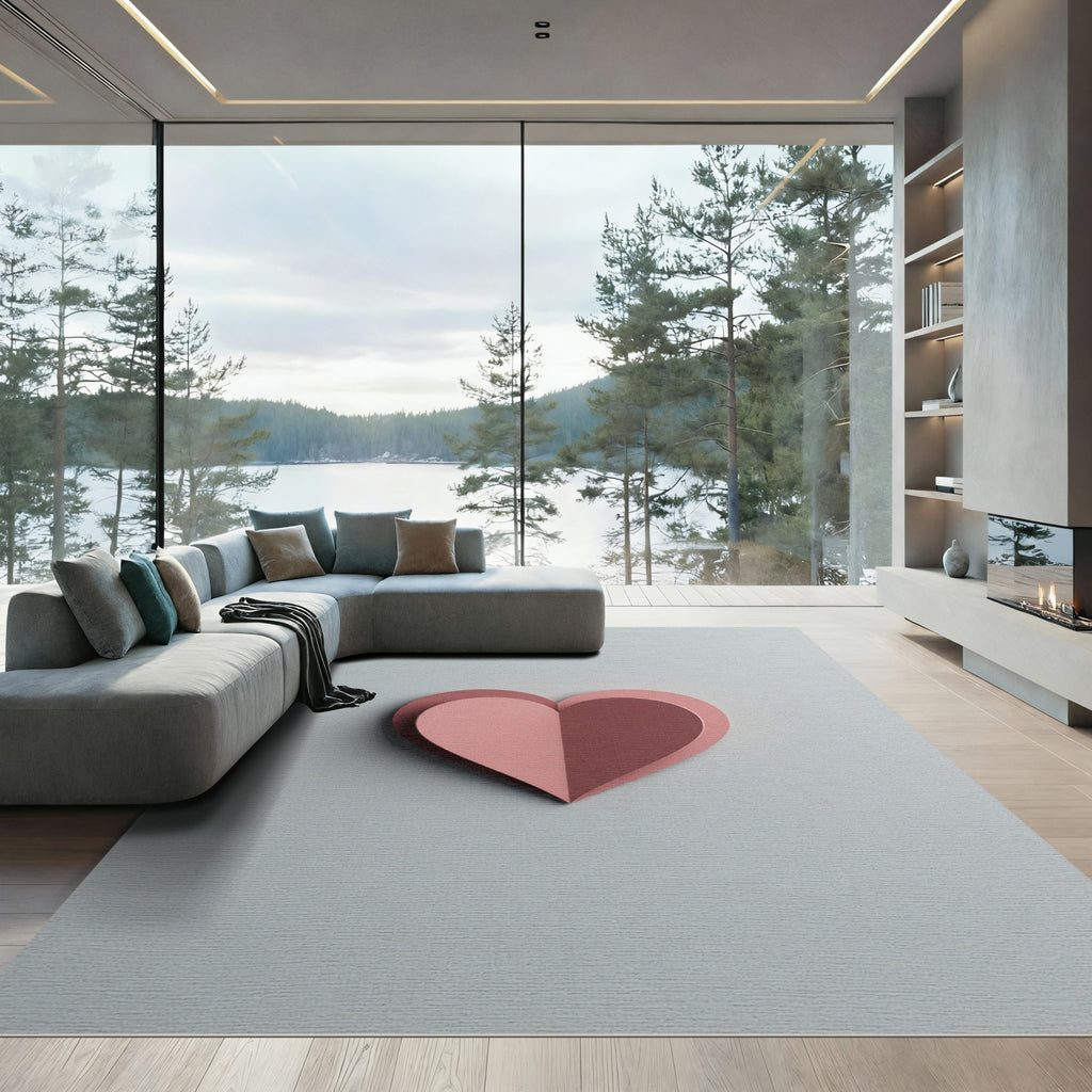 Pink Layered Heart Vignette Rug