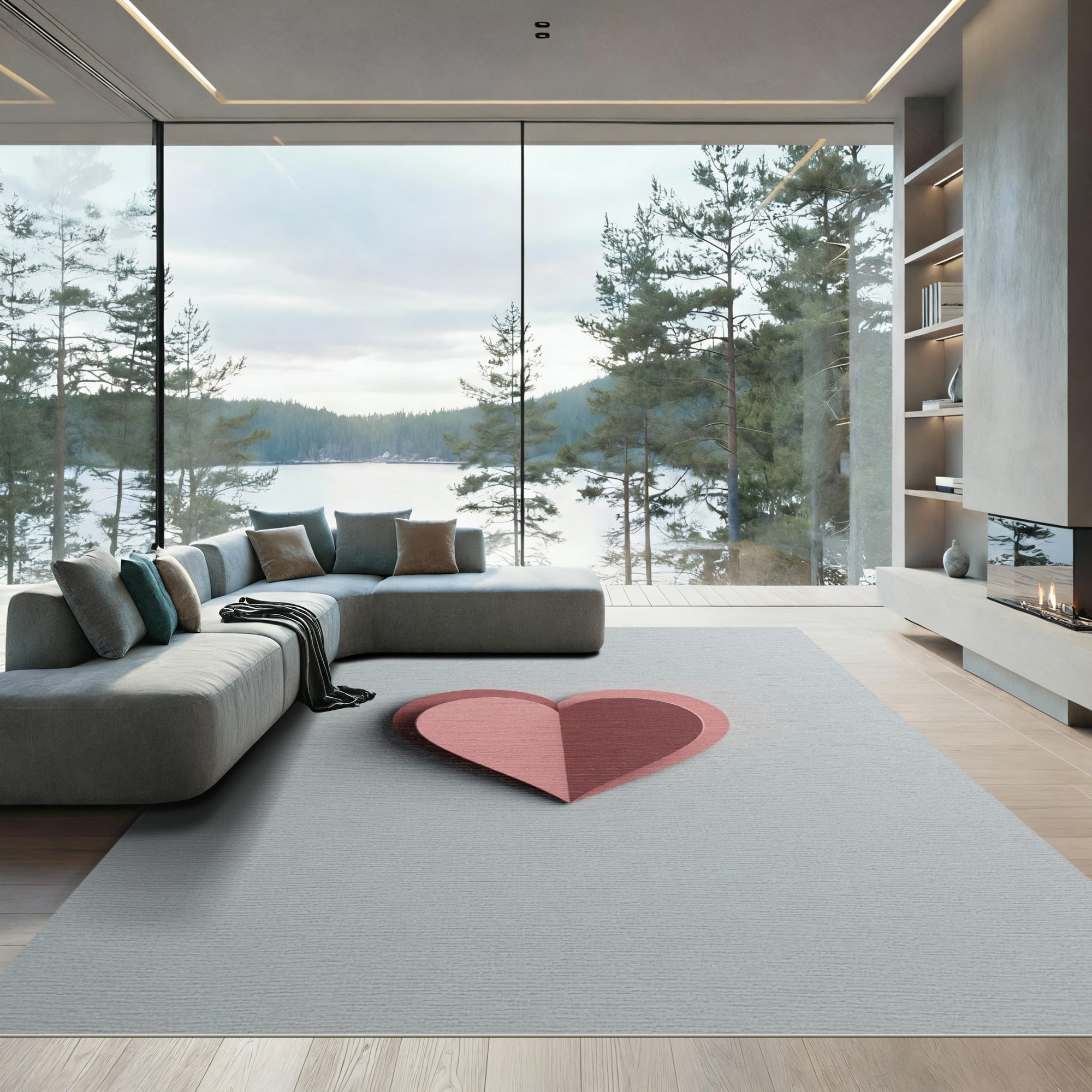 Pink Layered Heart Vignette Rug