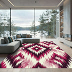 Deep Burgundy Jagged Diamond Wash Rug