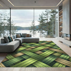 Earthy Green Woven Texture Rug