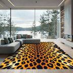 Bold Golden Leopard Spotted Animal Skin Rug