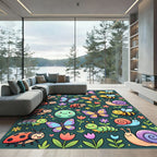 Whimsical Colorful Insect Garden Meadow Rug