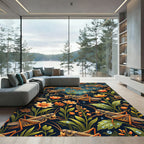 Golden Grasshopper Meadow Nocturnal Illustration Rug