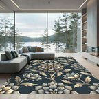 Ornate Gray Floral Scrollwork Rug