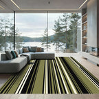 Modern Olive and Black Vertical Stripe Rug