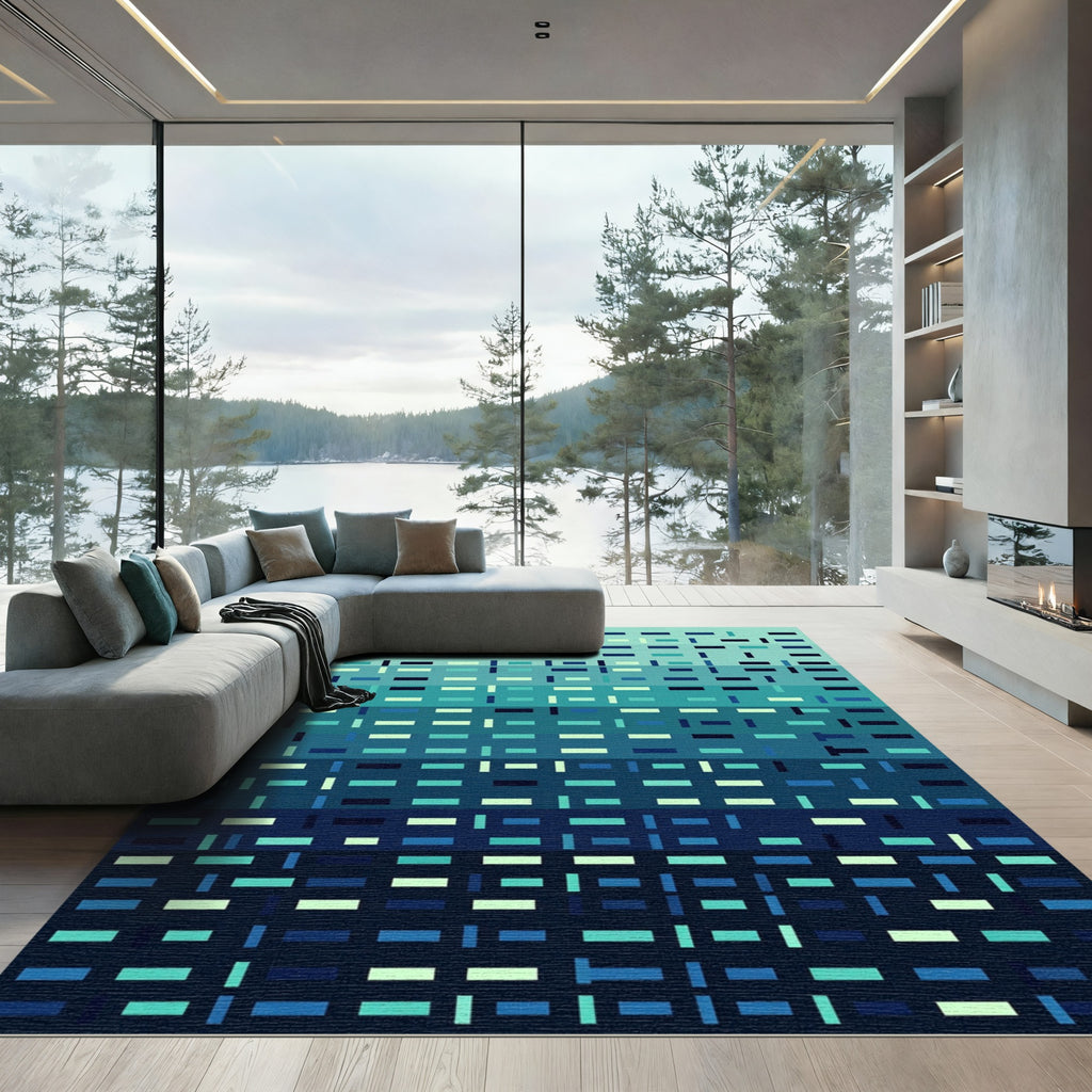 Gradient Blue Abstract Dash Rug