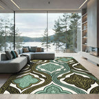 Sage and Olive Interlocking Quatrefoil Scroll Rug