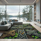 Celtic Knot Shamrock Gold Green Cross Rug