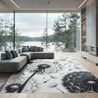 Monochromatic Whispering Dandelion Seed Swirl Rug