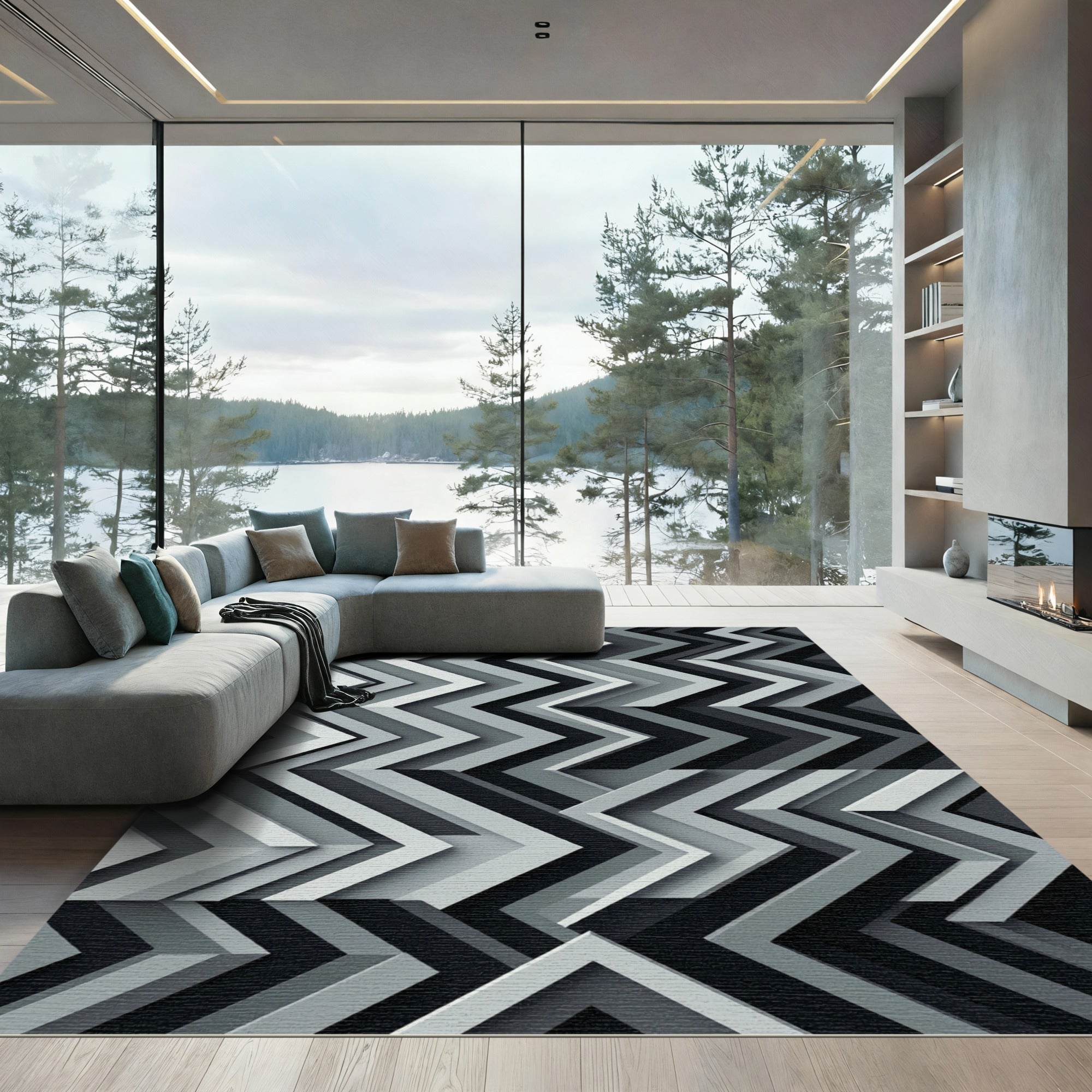 Monochromatic Chevron Layered Abstract Rug