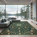 Dark Teal Floral Medallion Mandala Rug