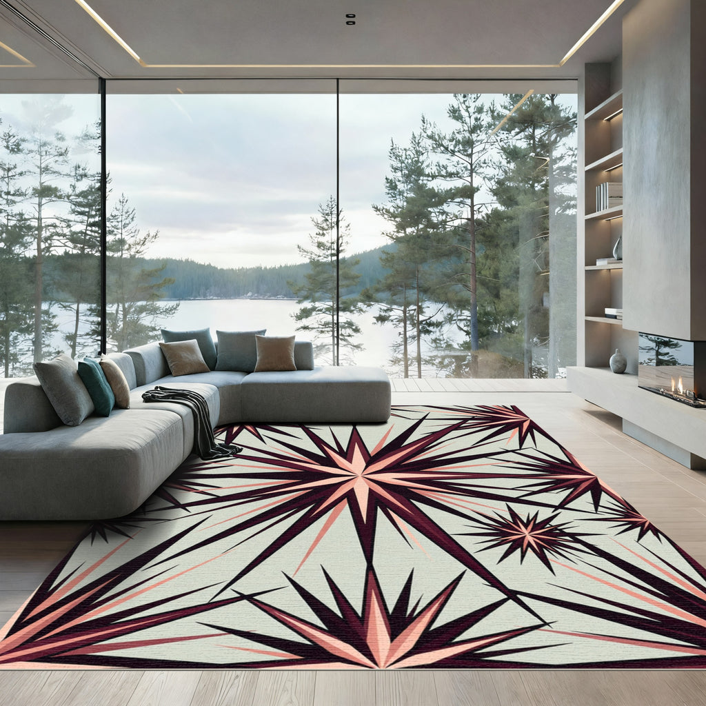 Crimson Pink Starburst Radiant Rug