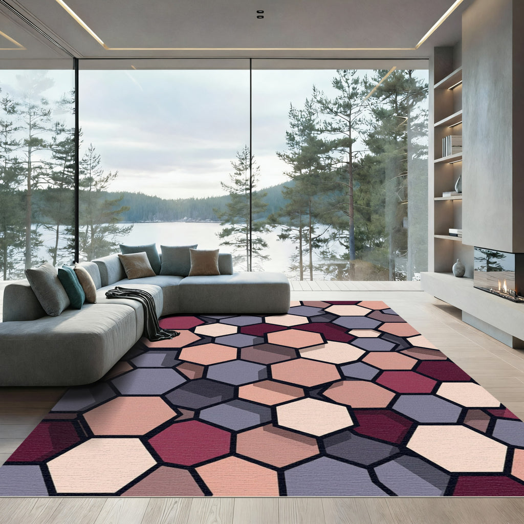 Modern Geometric Hexagon Shades Rug