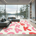 Bold Red Pink Alphabet Collage Rug