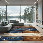 Rustic Distressed Coastal Wood Planks Rug