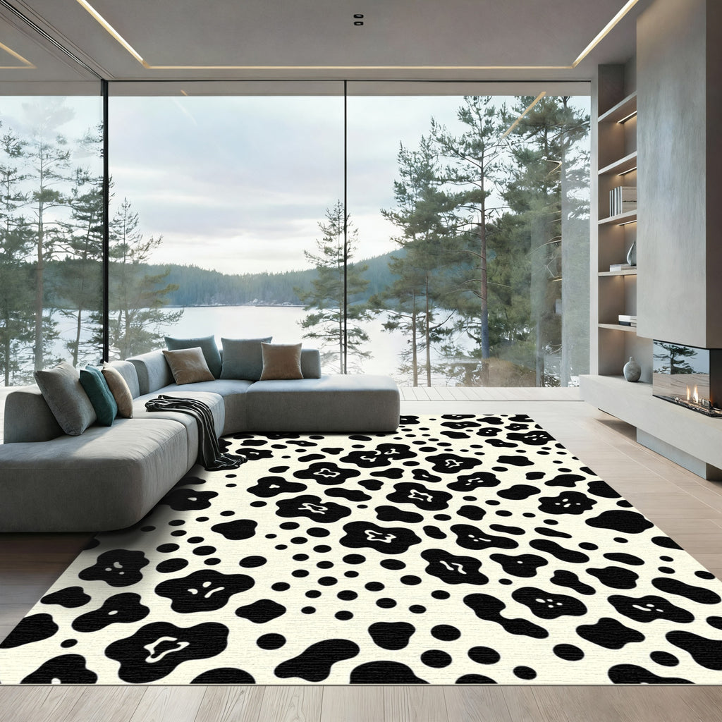 Black White Blobs Scatter Rug