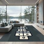 Playful Monochrome Geometric Hopscotch Area Rug
