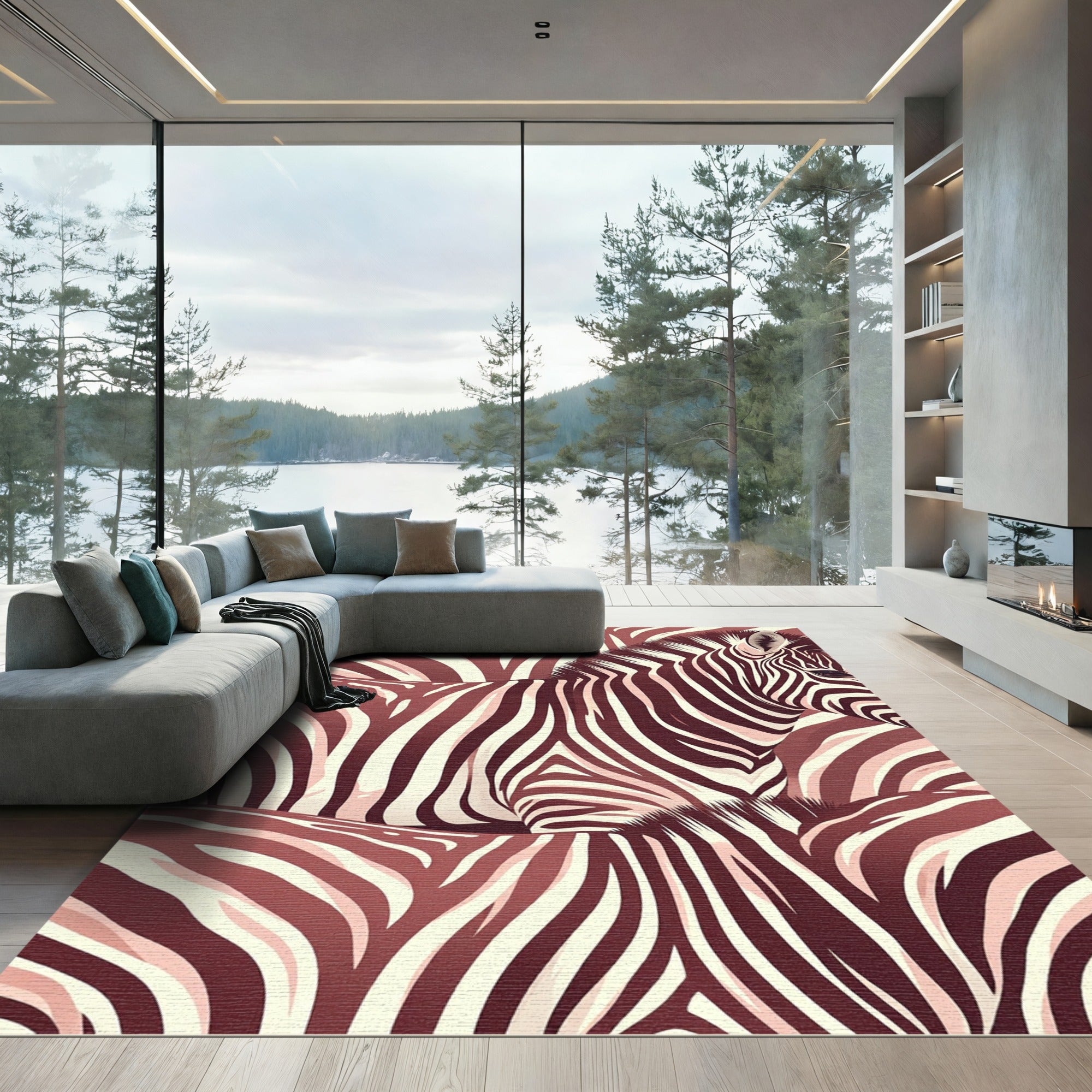 Rose Gold Zebra Stripe Abstraction Rug