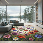 Vintage Wildflower Meadow Botanical Art Rug
