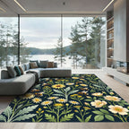 Bumblebee and Wildflower Botanical Meadow Rug