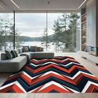 Modern Chevron Geometric Crimson Charcoal Rug