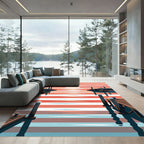 Sunset Harbor Dock Striped Art Rug