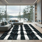 Monochromatic Geometric Stripe Array Rug