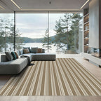Taupe White Twin Stripe Rug