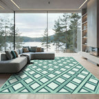 Sage Green Interlocking Lattice Grid Rug