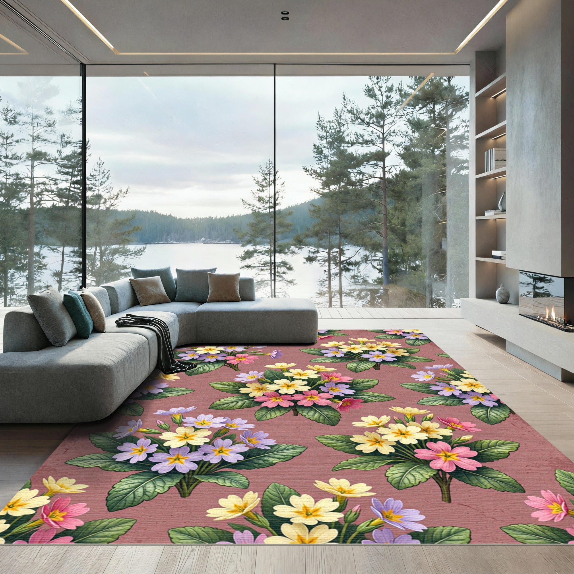 Pastel Floral Bouquet Arrangement Rug