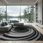 Monochrome Hypnotic Vortex Infinity Swirl Rug